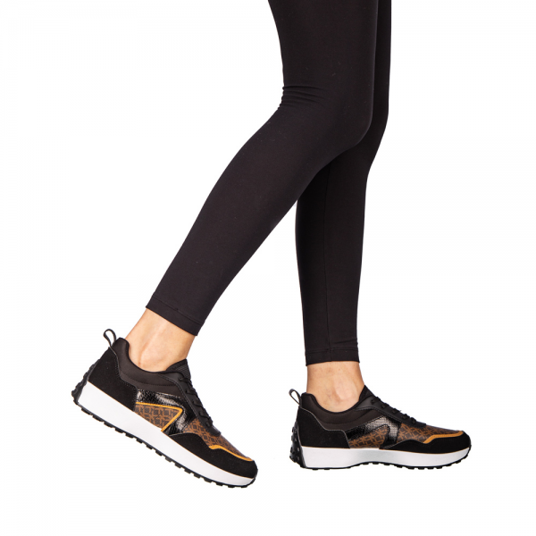 Γυναικεία αθλητικά παπούτσια μαύρα από οικολογικό δέρμα Mirafa - Kalapod.gr